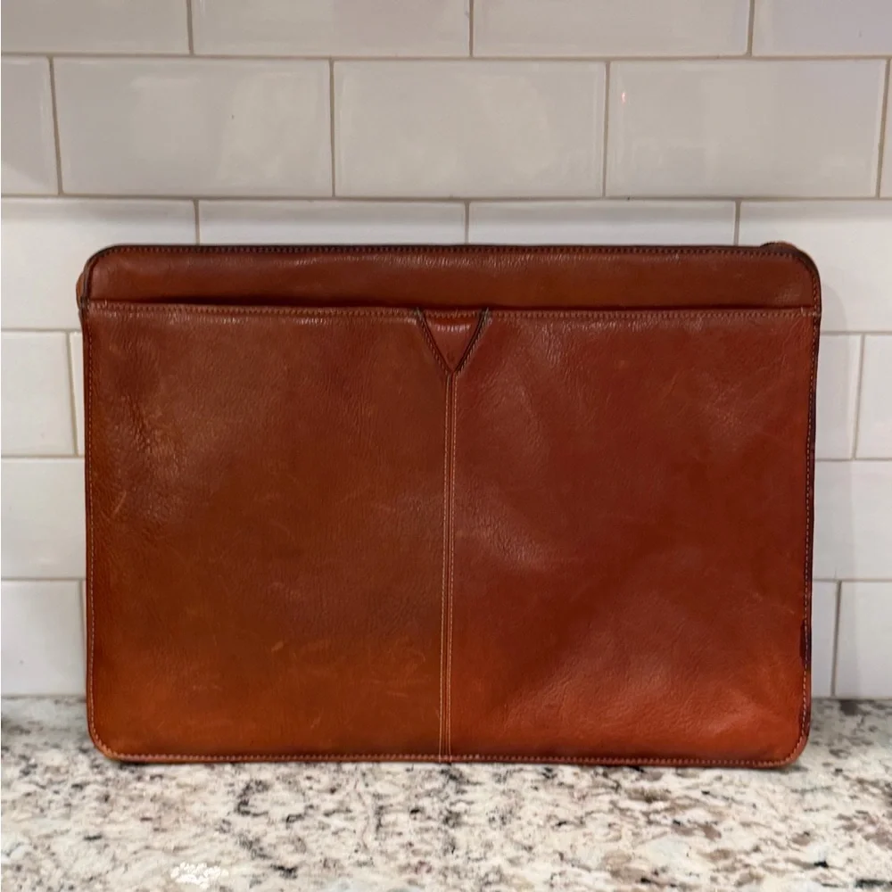 Johnston & Murphy Tan Leather Laptop Bag